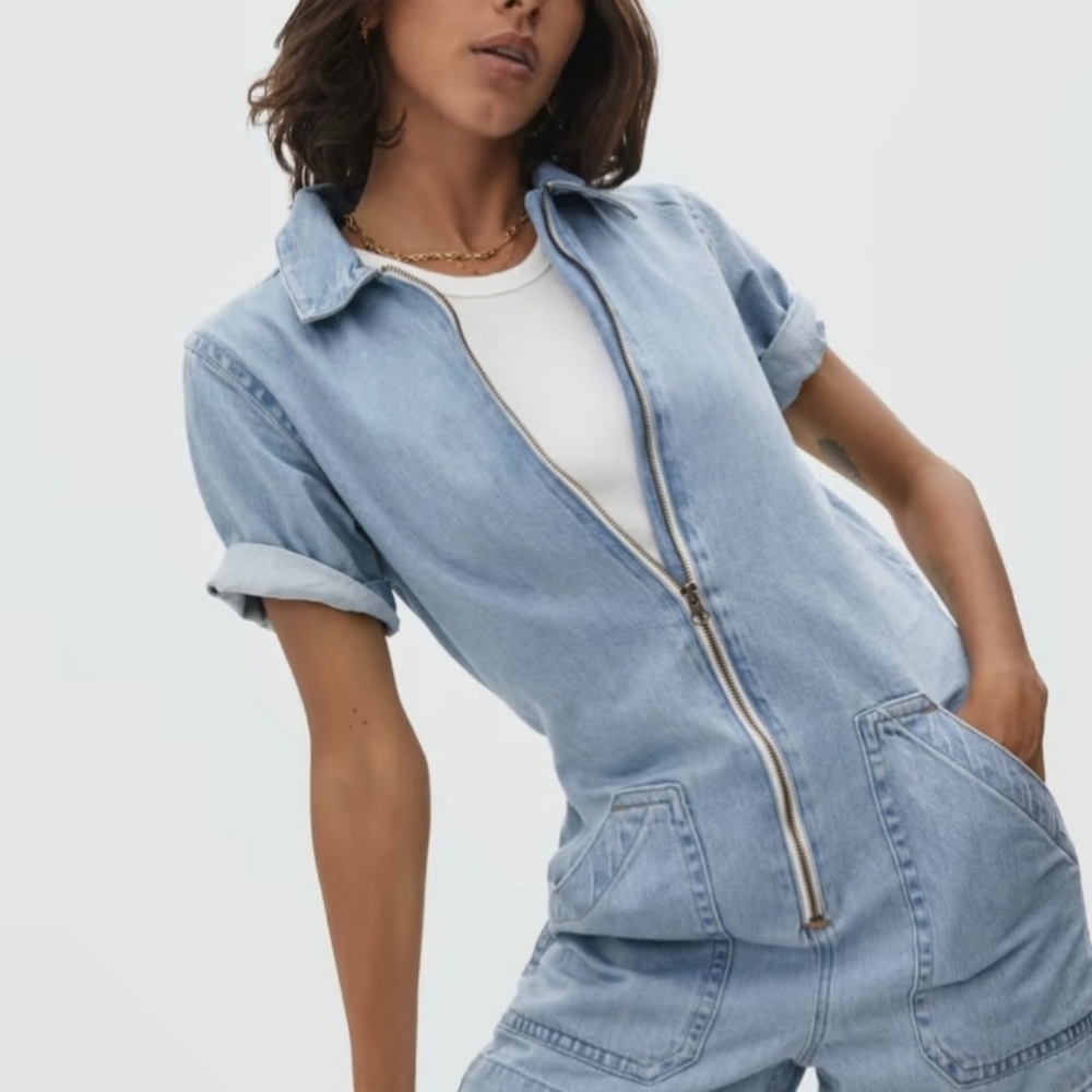 Everlane The Demin Short Coverall, Size 6
